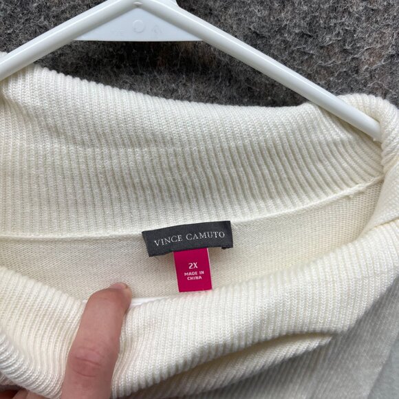 Vince Camuto Sweater Womens 2X Beige Cowl Neck Short Sleeve Lightweight Knit - Picture 8 of 14